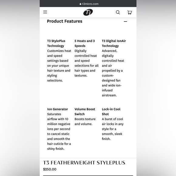 T3 Featherweight Styleplus Blowdryer - Picture 4 of 6